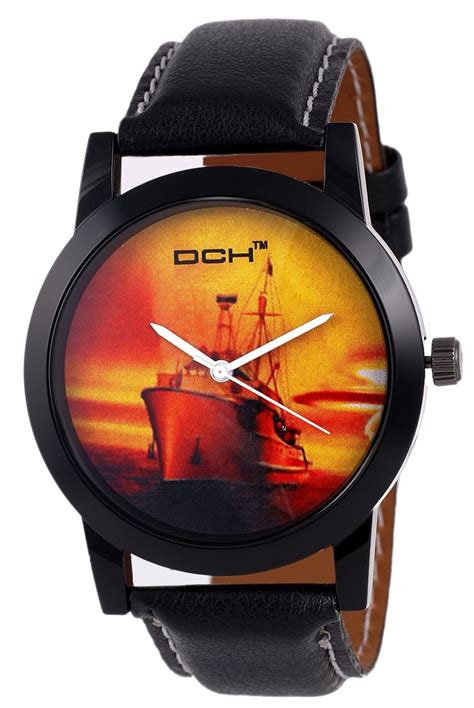 DCH IN-79 Black Ship Designed Analogue Wrist Watch for Men and Boys ...