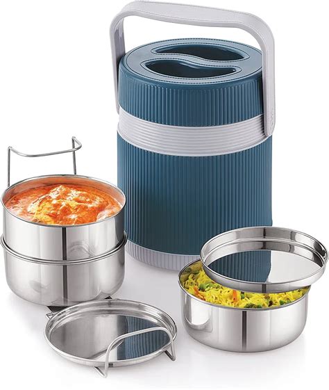 Liza Munch Lunch Box 3 Container Stainless Steel Tiffin Box for Office ...