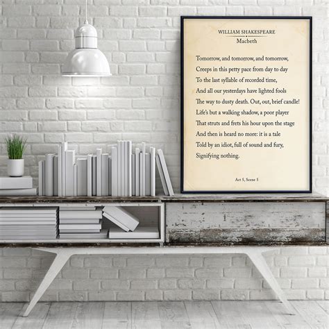 Macbeth Out Out Brief Candle Shakespeare Book Page Style Literary Quote ...