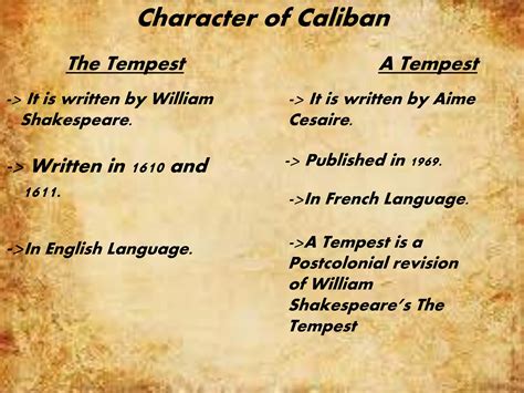Character of Caliban in A Tempest and The Tempest | PPTX