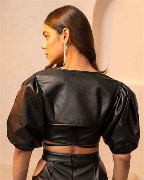 Black Leather Cropped Jacket
