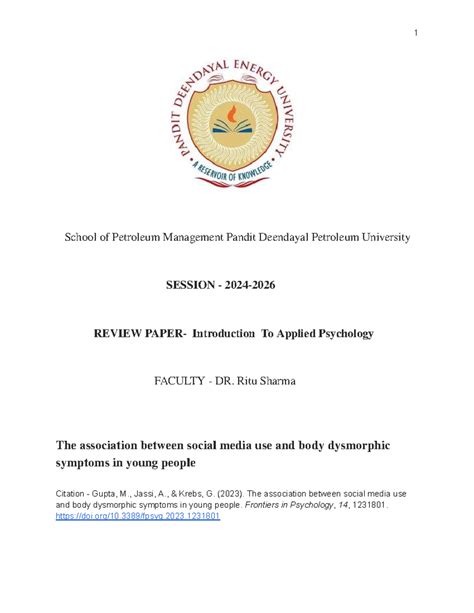 Review paper - intro to applied psychology - School of Petroleum ...