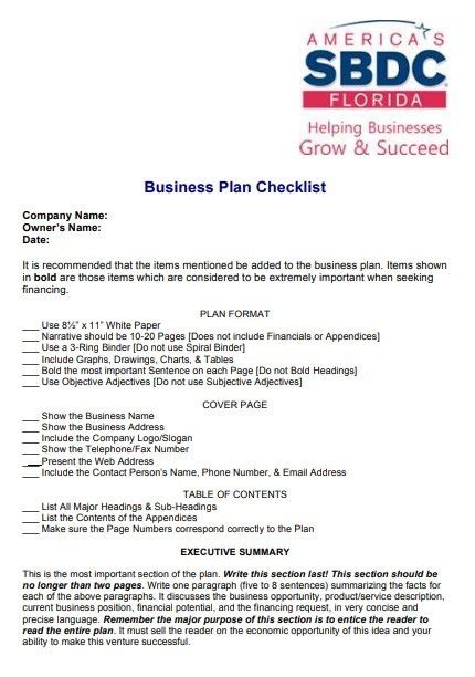 Business Plan Checklist Template 的图像结果