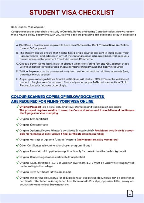 Student VISA Checklist - - Studocu