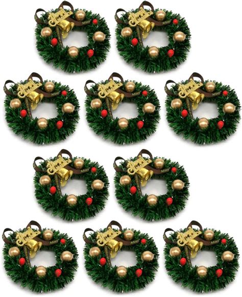 Amazon.com: 10pcs Mini Wreath Christmas Dollhouse Miniatures Small ...