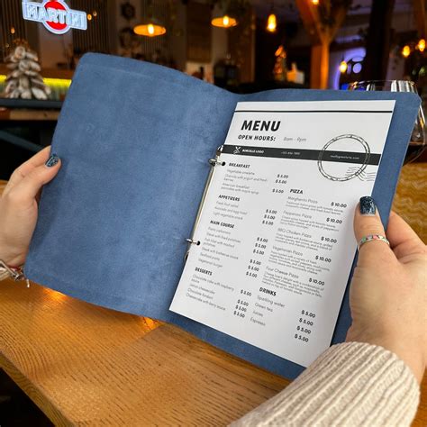Leather Menu Cover With Binder, Restaurant Menu Cover, Cafe Bar Menu ...