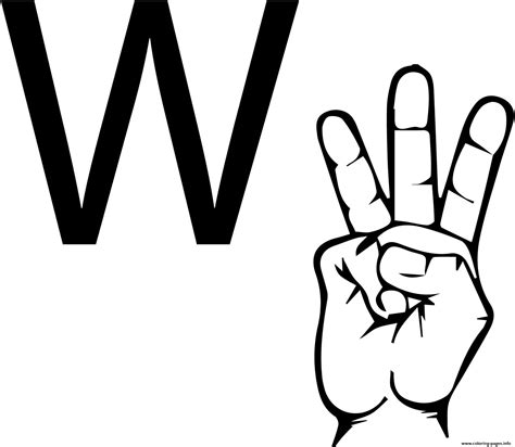 Letter S Coloring Pages For Adults : Asl Sign Language Letter W ...
