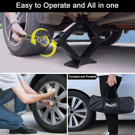Cric Auto 2 Tonnellate Professionale, Sollevamento Da 100 A 385 Mm, Kit Con Manovella E Chiave Telescopica Per Gomme Di Auto E Furgoni