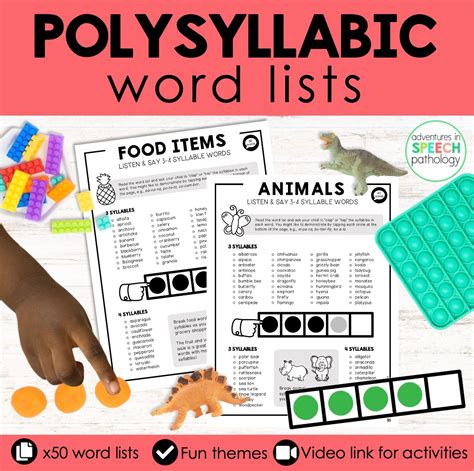 Polysyllabic Word Lists for Speech Therapy - Adventures in Speech Pathology