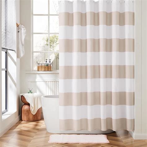 Amazon.com: Ohocut Striped Shower Curtain, Beige and White Modern ...
