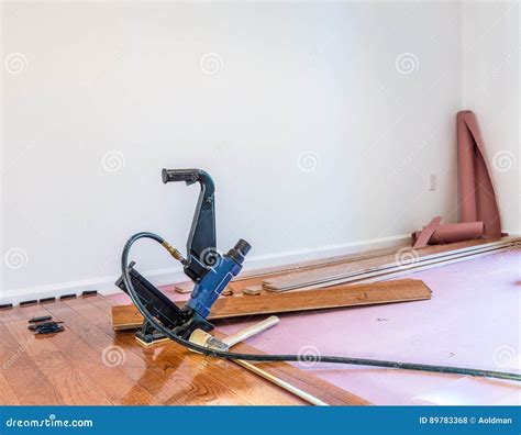 Hardwood Floor Installation Stock Photo - Image of install, material ...