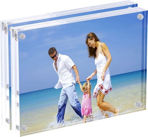 Acrylic Picture Frames, 4x6'' Clear Double Sided Block Set, Desktop ...