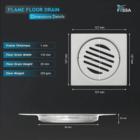 Fossa 5"x5" Flame Design Floor Drain Modern Bathroom – Fossa Home