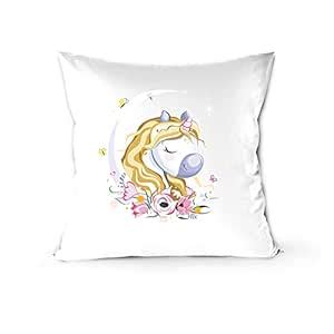 Buy Thousand DOTS Sublimation Printed Yellow Unicorn Pillow Cover with ...