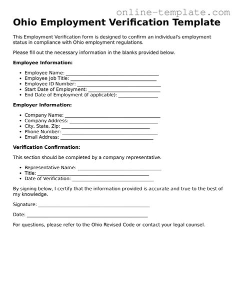 Download Ohio Employment Verification Template ⋆ Online Templates