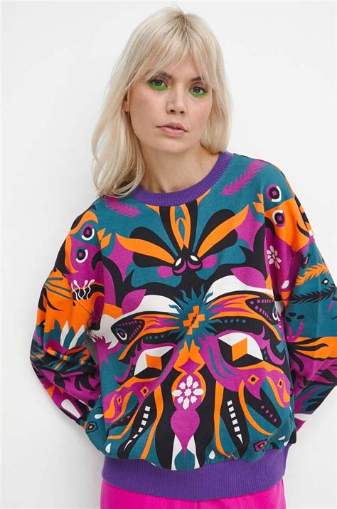 Bluza bawełniana damska wzorzysta kolor multicolor | zamów na ...