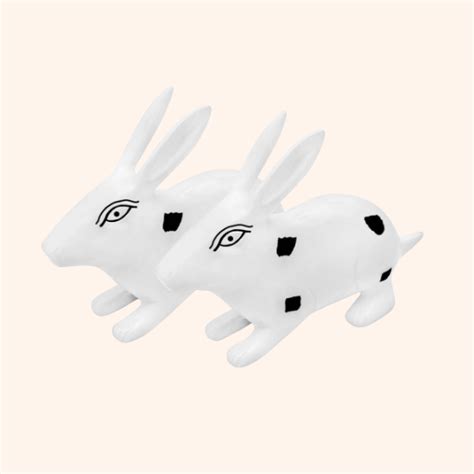VASTU BRASS BIG RABBIT PAIR WHITE & BLACK
