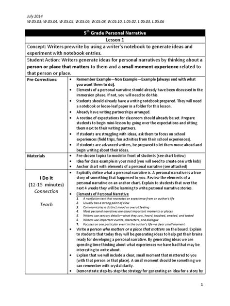 Image result for 5th Grade Personal Narrative Examples