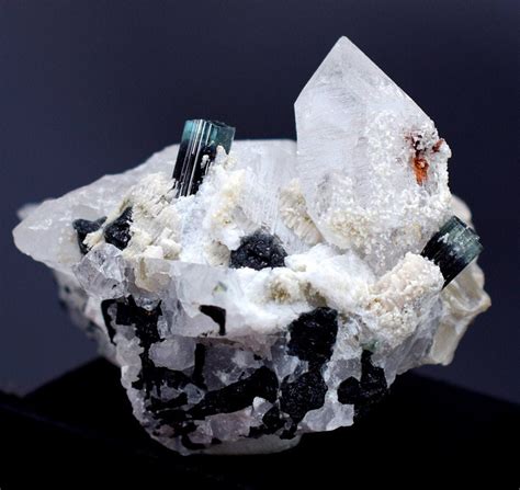 Buy Natural Blue Cap Tourmaline Crystals With Quartz & Albite Specimen ...