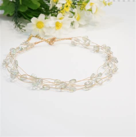 Light Green Heart Crystal Beaded 5-Multilayer Choker Necklace – INC63
