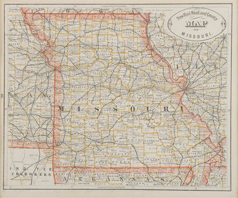 Lot - NEW RAILROAD AND COUNTY MAP OF MISSOURI