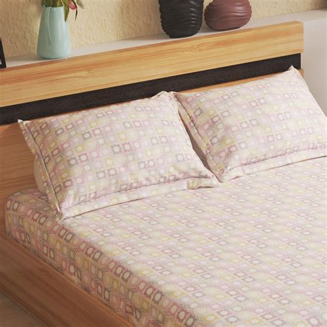 Buy Colour Refresh Cotton 144TC Printed 3Pcs King Fitted Bedsheet Set ...