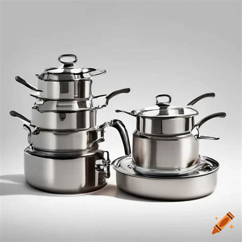 Stainless steel cookware set on Craiyon