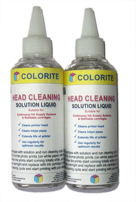 Colorite Head Cleaning Liquid Solution 100 ML x 2 Bottles (All Inkjet ...