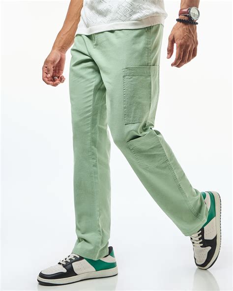 Buy Men's Green Cargo Linen Pants Online at Bewakoof