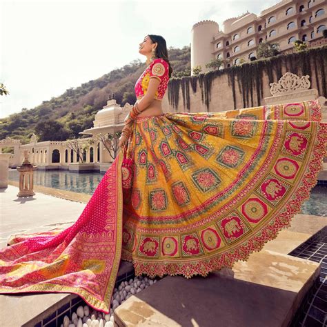 Yellow Partywear Embellished Embroidered Banarasi Silk Lehenga