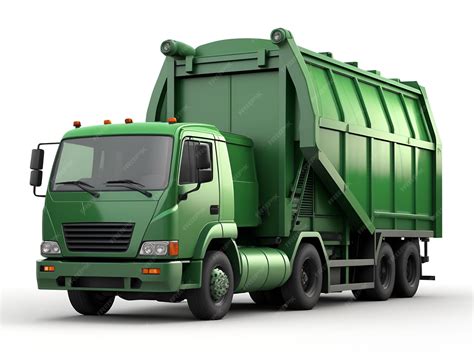 Premium Photo | 3D realistic dark green garbage truck images with ai ...