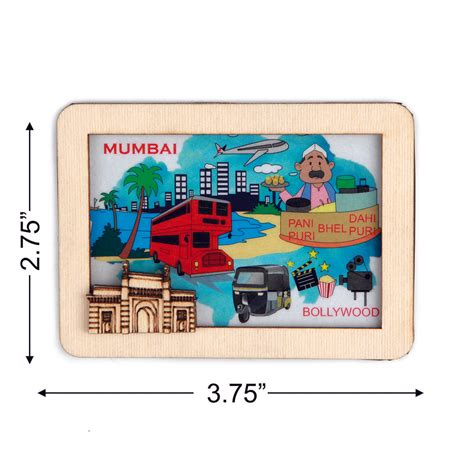 Wood Laser Cut Print Laminated Fridge Magnet Bhelpuriwala | Fridge ...