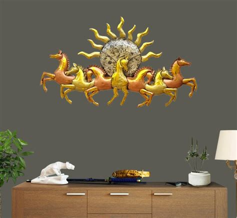 pranjals house Vintage 7 Horse LED Metal Wall Art Frame, Wall Hangings ...