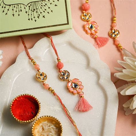Buy Ahoora Meena Crystal Pink Bhaiya Bhabhi Rakhi Online in India ...
