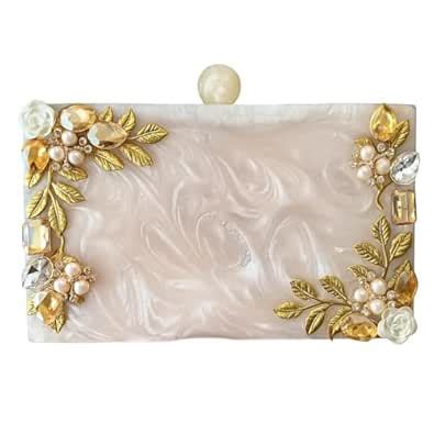 TZ HANDICRAFT Resin Clutch White Floral Acrylic Clutch – Bridal Box ...