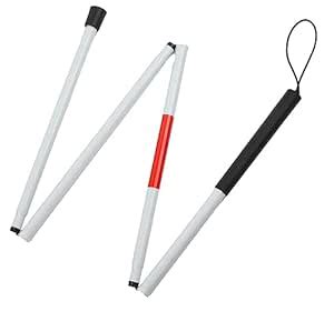 SMIC Folding Blind Cane Walking Stick with Red Reflective Tape for The ...