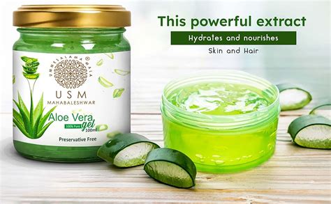 USM Mahabaleshwar 100% Pure Aloe Vera Gel for Face 100gm Aloevera Gel ...