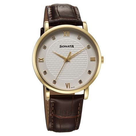 Buy Online Sonata Wedding Quartz Analog Off White Dial Leather Strap ...