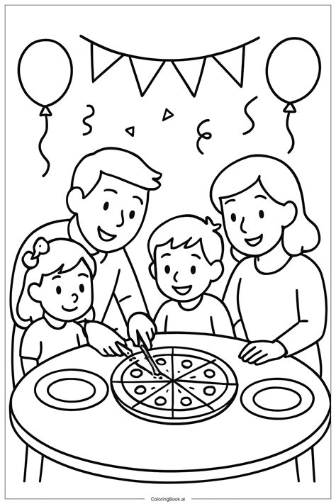 Cut Pizza Party Coloring Page (Free PDF&PNG Printable)