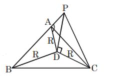 A pole stands vertically inside a triangular park ABC