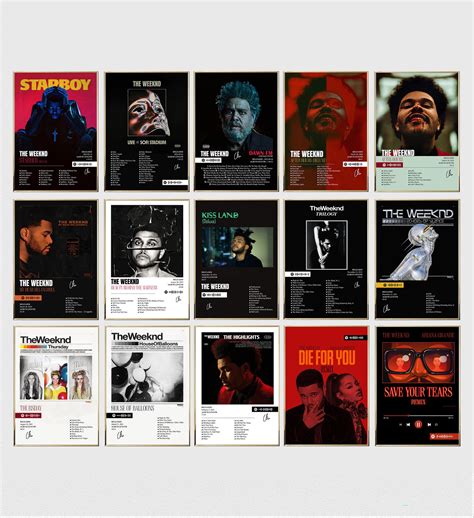 The Weeknd All Album Poster Set of 15, the Weeknd Album Cover Prints ...