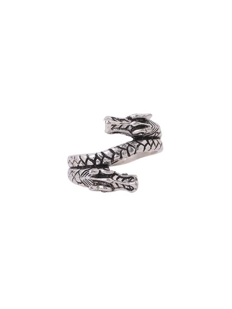 Silver Plated Dragon Design Ring for Men
