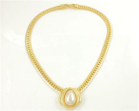 Vintage Napier Necklace, Napier Faux Pearl Necklace, Herringbone ...