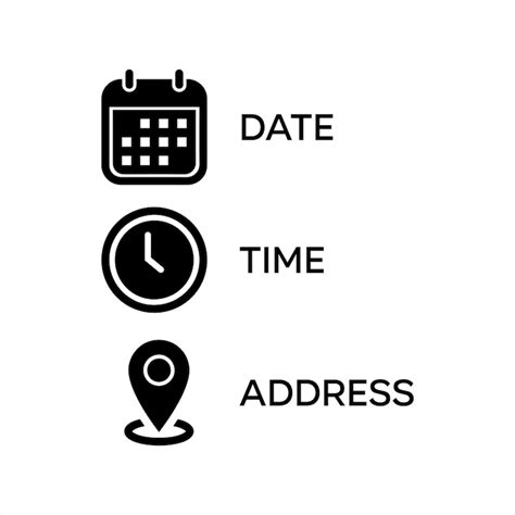 Address time and date icon vector event elements isolated on ...