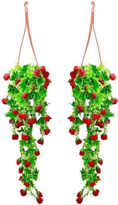 Blooming Yard Red Rose Artificial Flower Creepers | Hanging Plant for ...