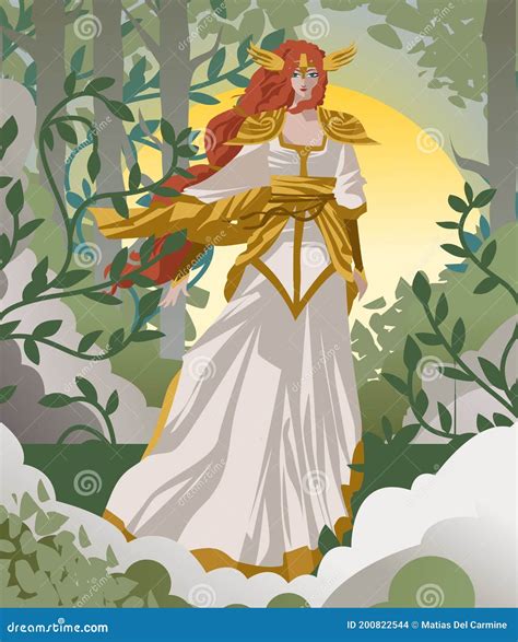 Freya Norse Mythology Goddess on Woods Stock Vector - Illustration of ...