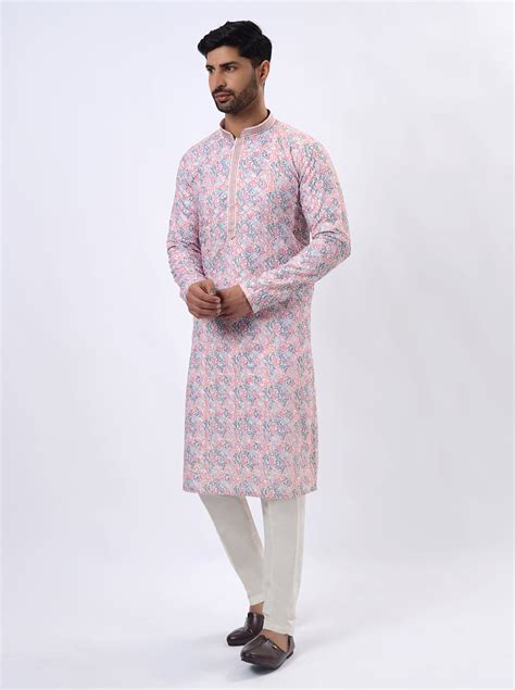 Azania Multi color Silk Blend Printed & Embroidered Kurta Pajama ...