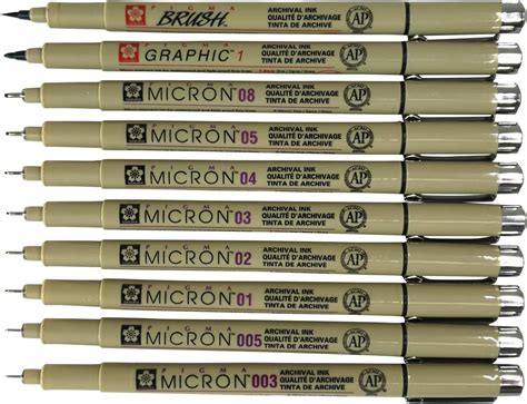Sakura Pigma Micron 10 Fineliner pens Black Archival Ink Artist Drawing ...