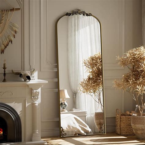 BEAUTYPEAK 56"x21" Arch Mirror Full Length, Traditional Vintage Ornate ...