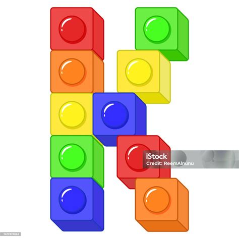 Block Alphabet English Letter K Blocks In Coloring Modern Style Drawing Stock Illustration ...